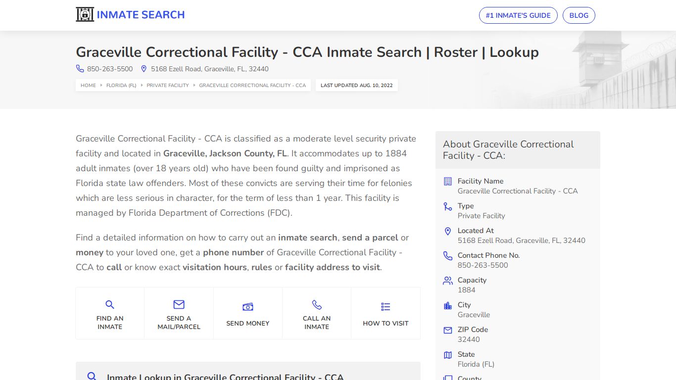 Graceville Correctional Facility - CCA Inmate Search ...